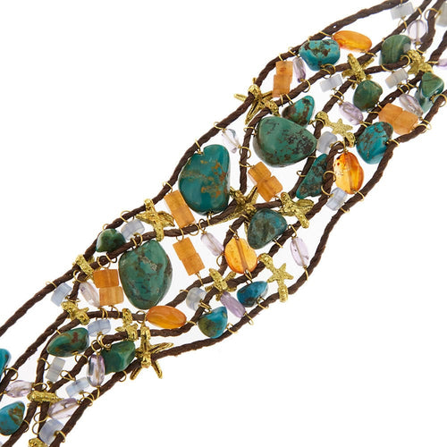 Bracelet Bracelet Or jaune Turquoise Améthyste Cornaline 58 Facettes 35278