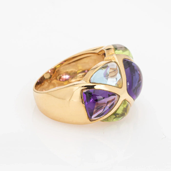 Bague 46 Amethyst and Peridot Ring Harlequin Band Estate Yellow Gold 58 Facettes G13159