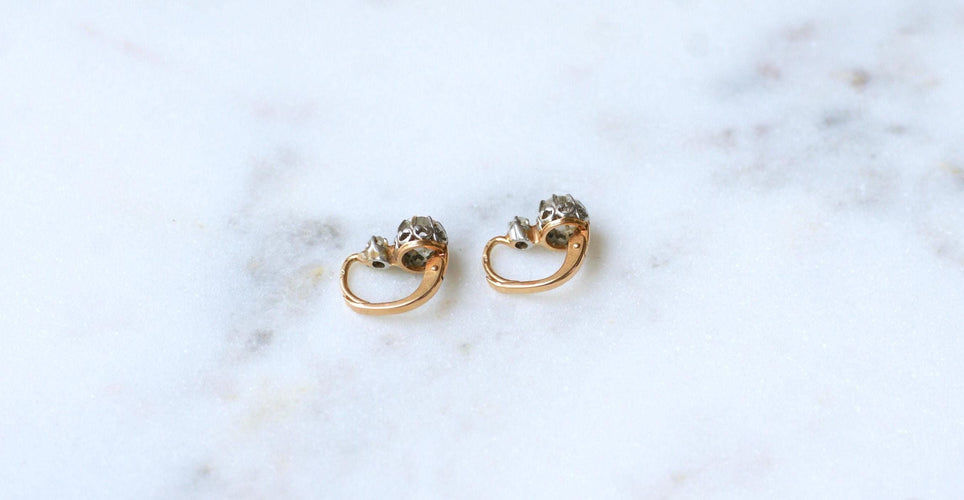 Boucles d'oreilles Boucles d'oreilles dormeuses Or Rose, Platine, Diamants 58 Facettes