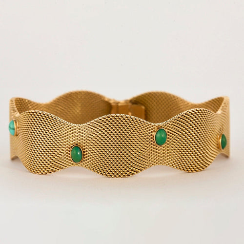 Bracelet Bracelet ruban, or jaune et turquoise 58 Facettes CAN1109