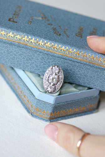 Bague 53 Bague Ovale Art Déco Diamants 2.10 Cts, Platine & Or Blanc 58 Facettes