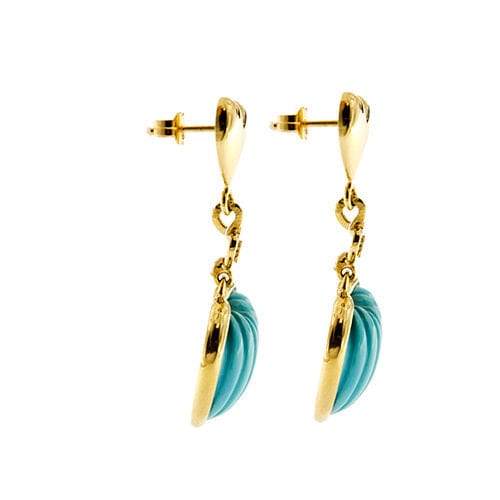 Boucles d'oreilles DAMIANI - Boucles d'oreilles coeur avec diamants et turquoises 58 Facettes 37515