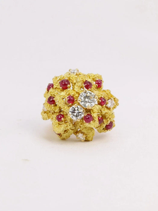 Bague 51 Bague cocktail or jaune diamants rubis 58 Facettes J301