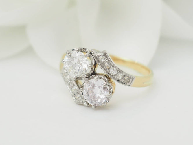 Bague 51 Bague Toi et Moi en or jaune et diamants 58 Facettes 33401