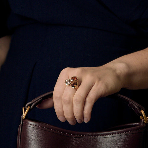 Bague 56 Bague trilogie en or jaune et béryl de couleurs 58 Facettes HOU5642