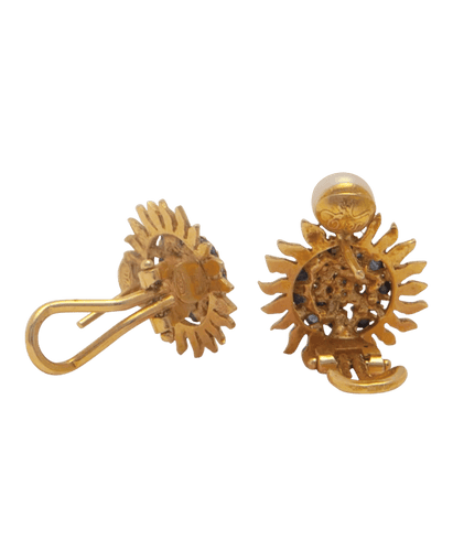 Boucles d'oreilles Boucles d'oreilles Or jaune 18K Saphir Perle Tournesols 58 Facettes BO220433/TOURNESOLS