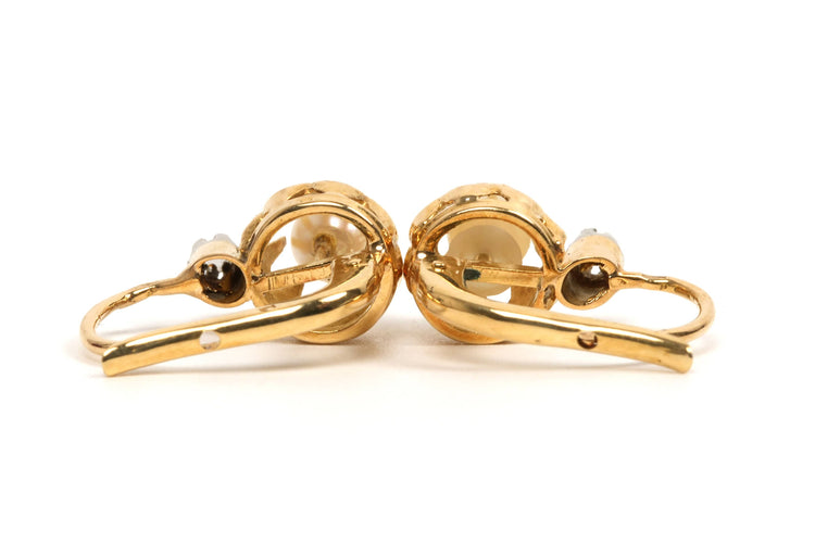 Boucles d'oreilles Boucles d'oreilles Art déco or jaune, perles et diamants taille rose 58 Facettes B472