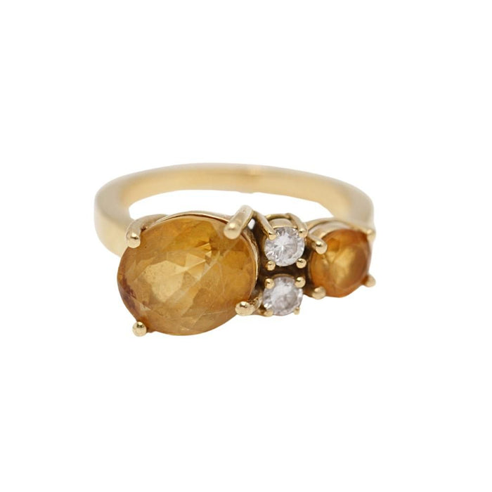 bague en or jaune avec citrines et diamants