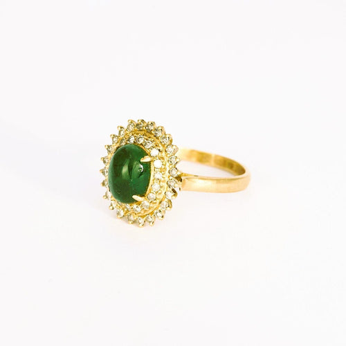 Bague 56 Bague marguerite émeraude diamants en or jaune 58 Facettes