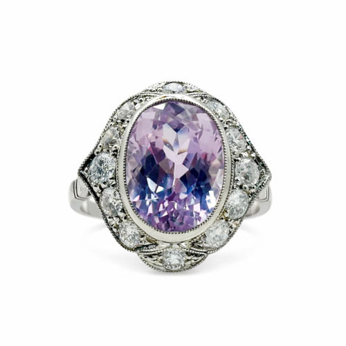 Bague 55 Bague en platine avec diamants et kunzite 58 Facettes 50336