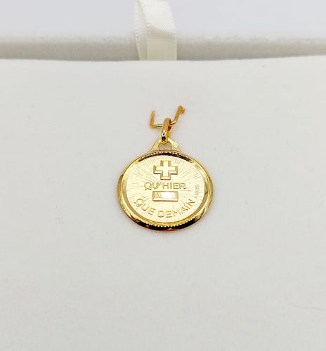 Pendentif AUGIS - Pendentif médaille d'amour  "+ qu'hier - que demain" - L'Originale 18 mm 58 Facettes J9212X0000