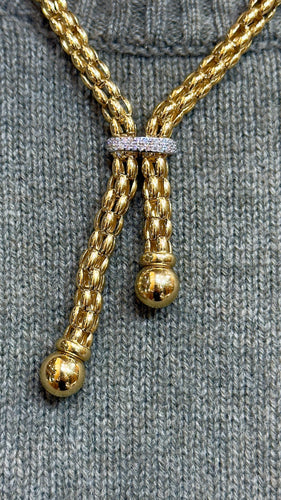 Collier Collier maille Popcorn à pompons en or 18 carats 58 Facettes