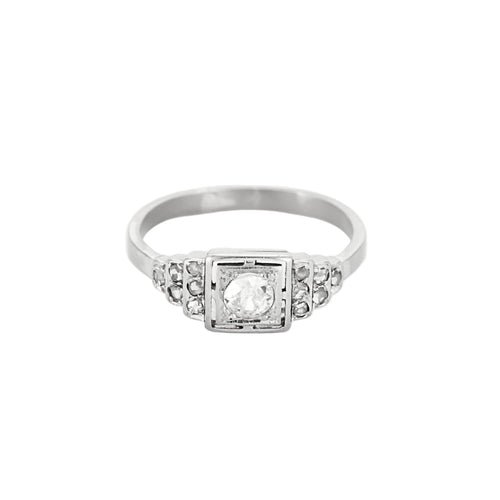 Bague 52,5 Bague Art déco or blanc et diamants 58 Facettes B250250