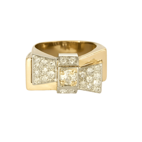 Bague 56.5 Bague Tank en or deux tons et diamants 58 Facettes B250522