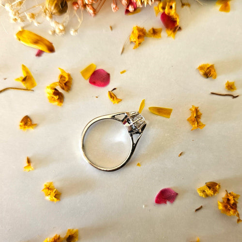 Bague 52 Solitaire Vintage Or gris Diamant 0.40 ct 58 Facettes 7040