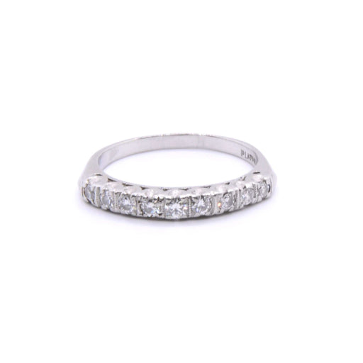 Ring 59 American platinum and diamond half-wedding ring 58 Facettes 27