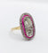 Bague 57 Bague marquise art déco en or 18k et platine, diamants et rubis 58 Facettes A06578