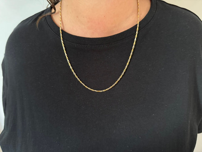 Collier Chaine Or Jaune Et Blanc 58 Facettes