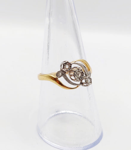 Bague 54.5 Bague antique or jaune, platine et diamants taille rose 58 Facettes A06336