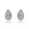 Boucles d'oreilles papillon en or blanc et diamants, en forme de poire, serties de diamants dorés.