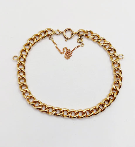 Bracelet Bracelet vintage or jaune maille gourmette et 2 anneaux pour charm 58 Facettes A06355