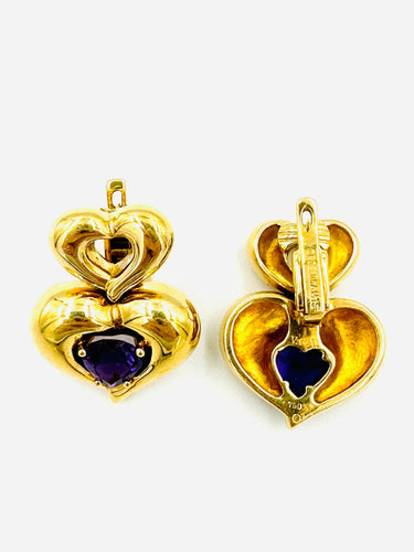 Boucles d'oreilles VAN CLEEF & ARPELS. Boucles d’oreilles or jaune et améthystes 58 Facettes