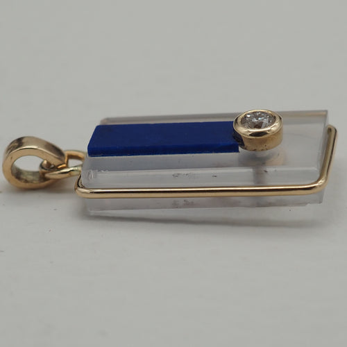 Pendentif Pendentif diamant et verre sur or jaune 58 Facettes