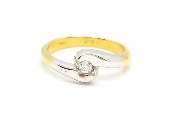Bague 53 Bague Solitaire Or jaune, Or blanc Diamant 58 Facettes 730600CN