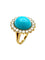 Bague 51 Bague "Marguerite" or jaune 18K, turquoise et diamants 58 Facettes