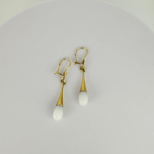 Boucles d'oreilles Boucles d'oreilles pendantes en or jaune avec quartz blanc 58 Facettes 2508003