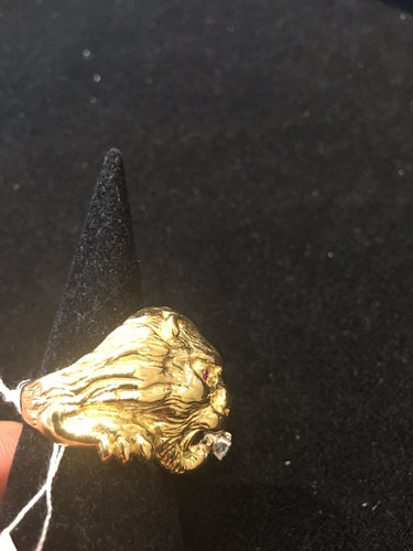 Bague 59 Bague Lion Or Diamant Rubis 58 Facettes