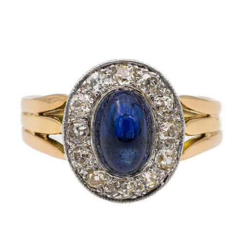 Bague Or jaune, Or blanc Saphir, Diamant