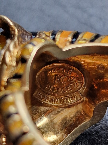 Bague 52.5 Bague Frascarolo à motif tigre, années 1960 - or jaune, diamants et émail 58 Facettes