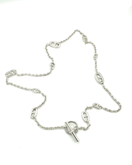 Collier HERMES. Collection "Farandole", sautoir argent 80cm 58 Facettes