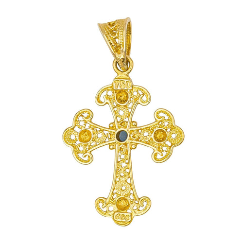 Pendentif Pendentif Croix Or jaune Saphir 58 Facettes 2622579CN