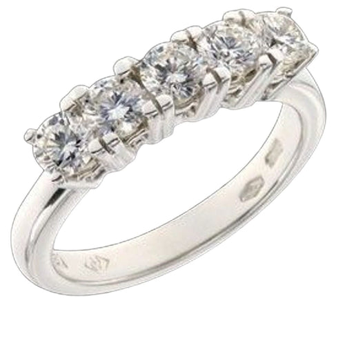 Bague 54 Bague en or blanc, 5 diamants 58 Facettes AG-201068