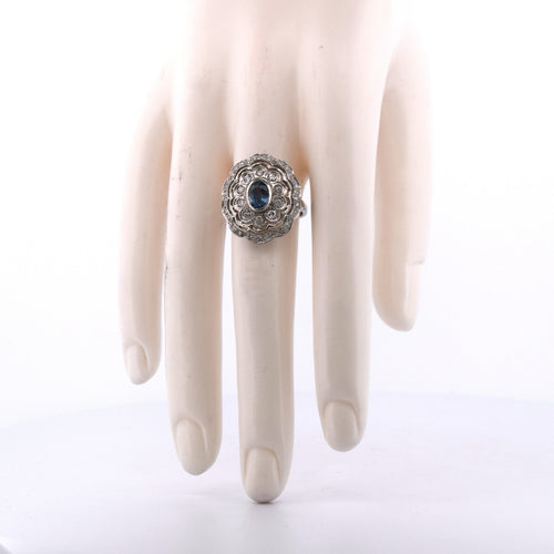 Bague en platine - Aigue-marine et diamants