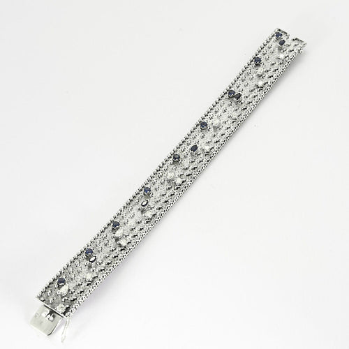 Bracelet Prestige Royal or blanc, diamants, saphirs 58 Facettes LP1413/