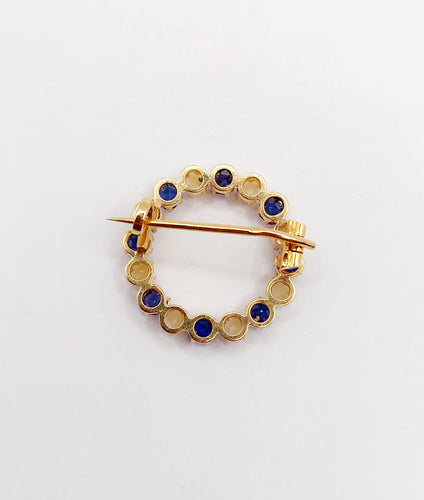 Broche Broche antique en or 18k avec perles et pierres bleues 58 Facettes A06460