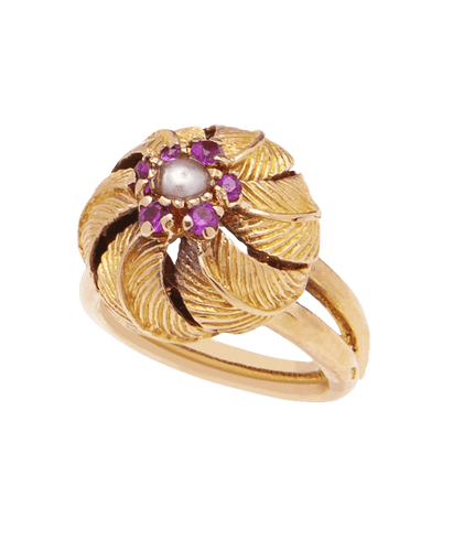 Bague 52 Bague Or jaune 18K Rubis Saphir Perle 58 Facettes BO210508/PALMIERFLEURI