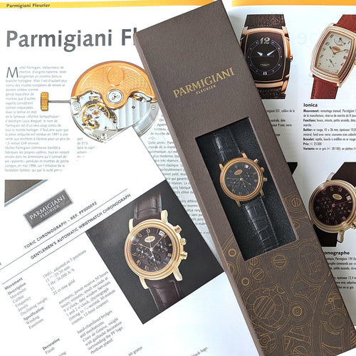 Montre Parmigiani Fleurier - Montre Toric Chronographe Date Or Rose réf. 361 Zenith El Primero 400 Cadran Guilloché Grain d'Orge Noir 58 Facettes