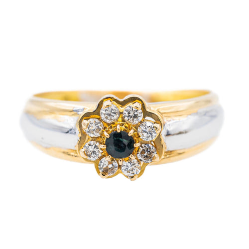 Bague 53 Bague Marguerite Or jaune, Or blanc Saphir, Diamant 58 Facettes 3079746CN