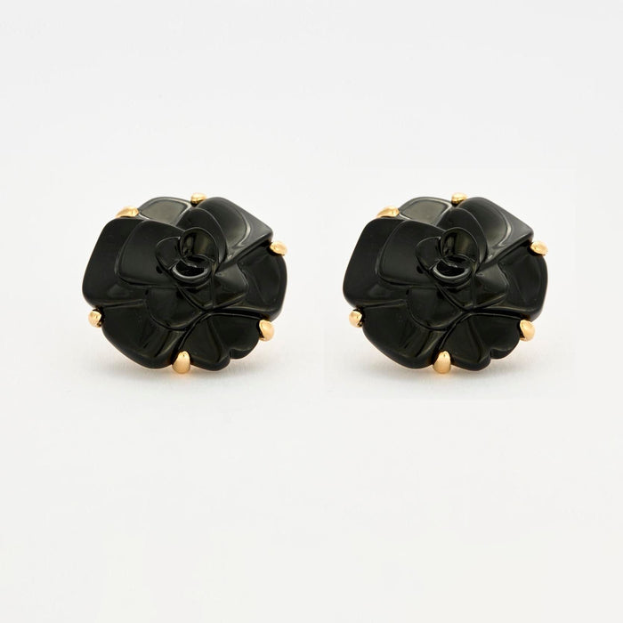 Boucles d'oreilles CHANEL - Boucles d'oreilles Camélia or jaune onyx 58 Facettes 38