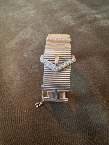 Bracelet Bracelet manchette Art Déco 1930 or rose et perles de culture 58 Facettes