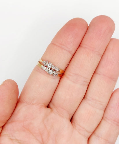 Bague 58.5 Bague toi et moi antique en or rose 18k et diamants taille ancienne 58 Facettes A06482