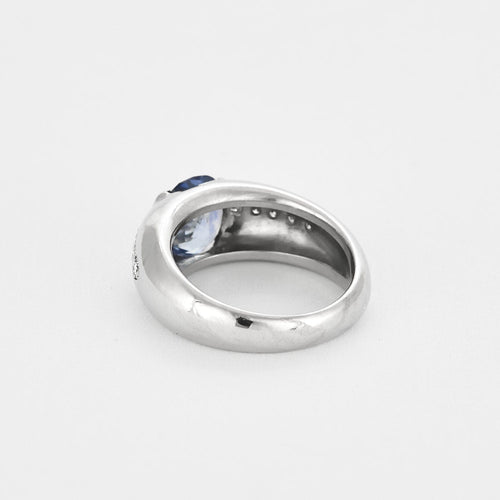 Bague 53 Bague en or gris, saphir et diamants 58 Facettes GU190