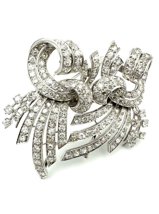 Broche Broche vintage double clips or, platine et diamants 7.5ct 58 Facettes