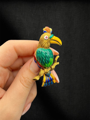 Broche Spilla « Perroquet précieux » 58 Facettes
