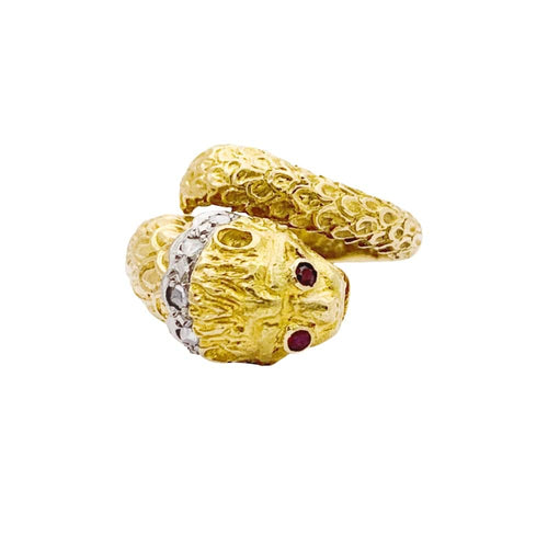Bague 52 Bague LALAOUNIS, "Animal Head", deux ors, diamants et rubis. 58 Facettes 34782