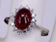 Bague 55 Bague Rubis Ovale Cabochon et Diamants en or blanc 58 Facettes BA-161